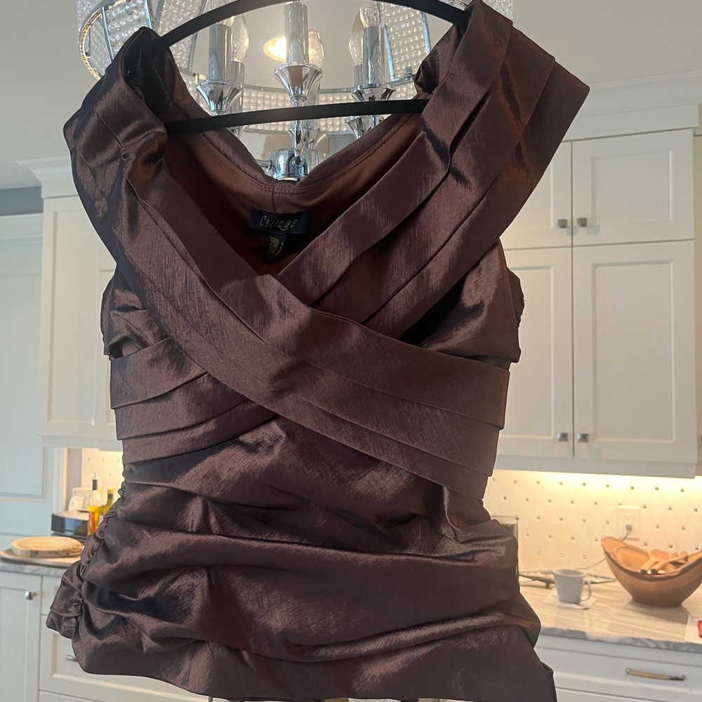 Vintage oblique special event top elegant classy size 10 copper colour